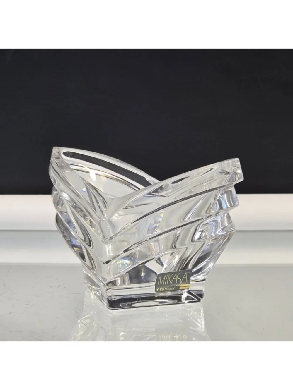 Vintage MIKASA Germany Art Deco Lead Crystal Vase Nut Dish Votive Candle Holder